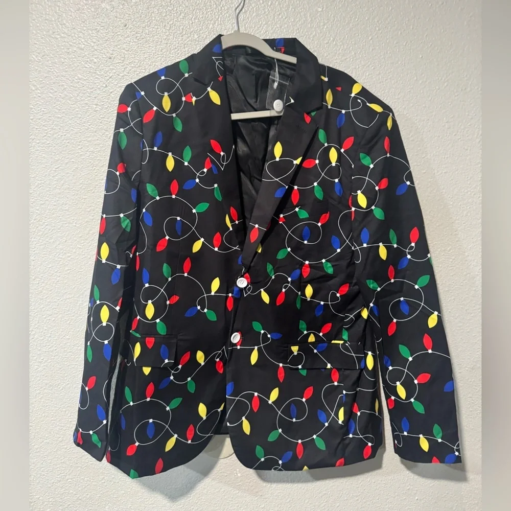 Men's Festive string of lights Christmas Blazer size large